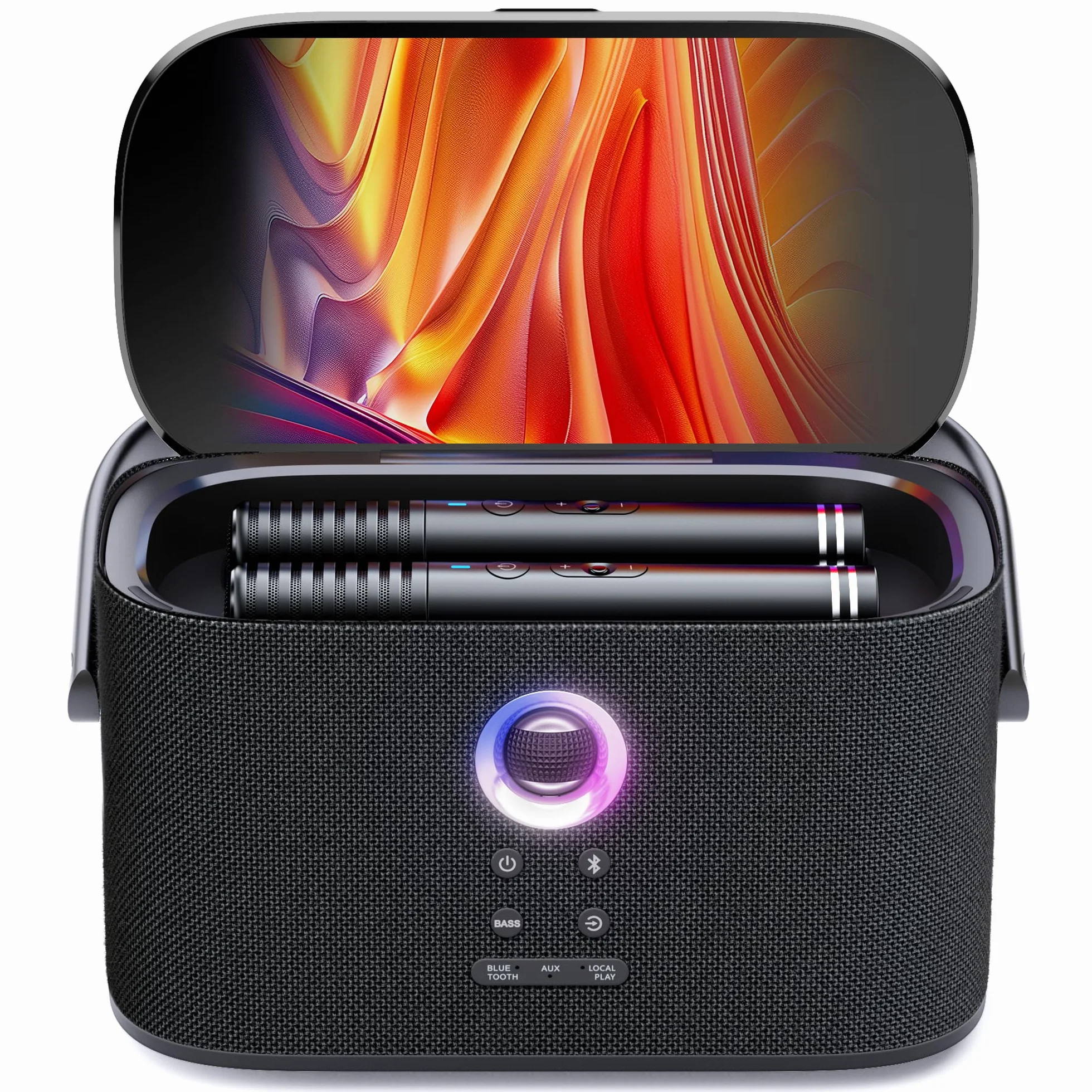 Karaoke con Microfono Portatile, Professionale Completo Per TV, Potenza 140W, Bluetooth, App Karafun, LED luci,Ideale per Feste, HDMI per i Testi (Shell S2)