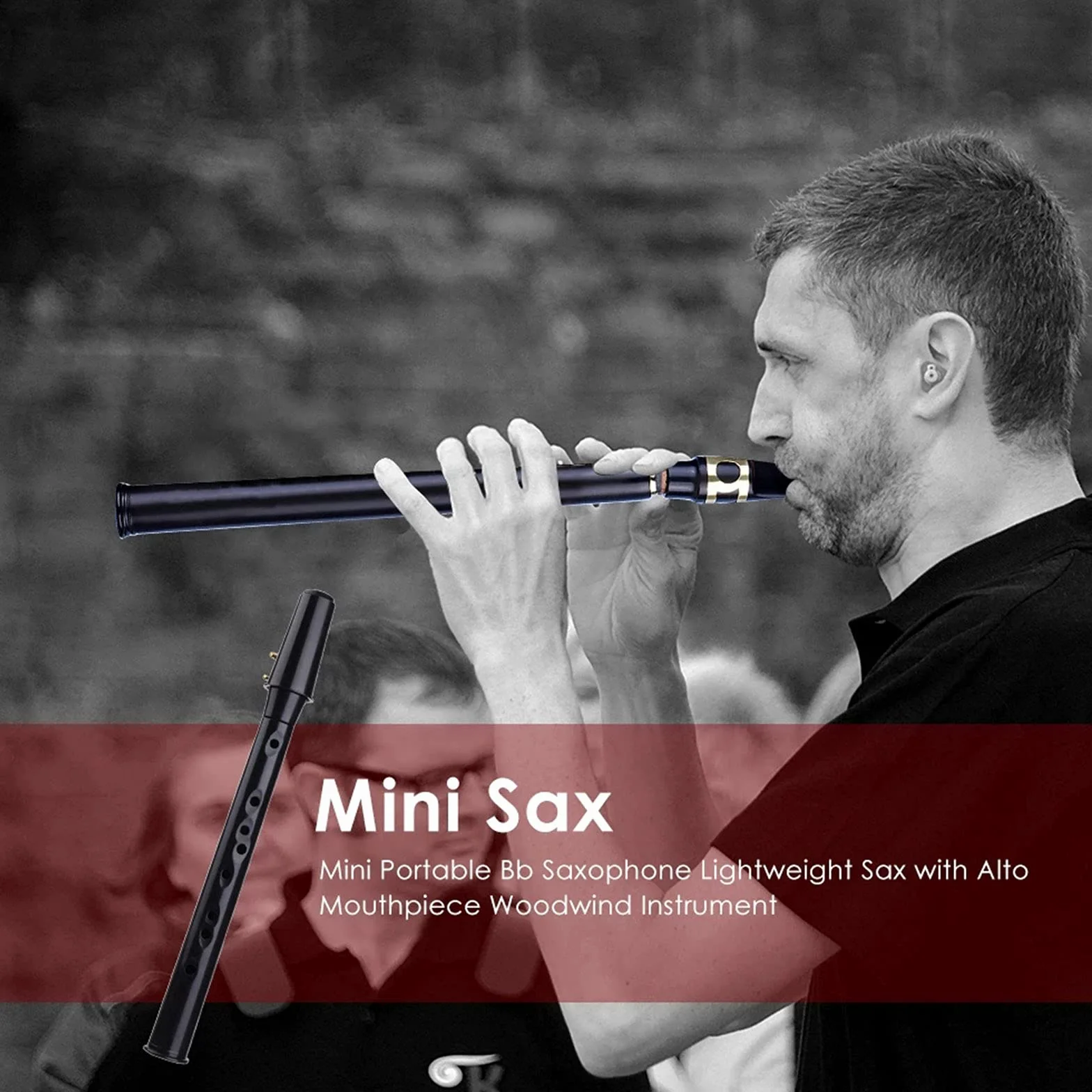 Mini kit tascabile per sassofono contralto, portatile, con 4 ance, 8 tamponi dentali, tabelle per diteggiatura, borsa per il trasporto, strumento a fiato per principianti e dilettanti (nero)
