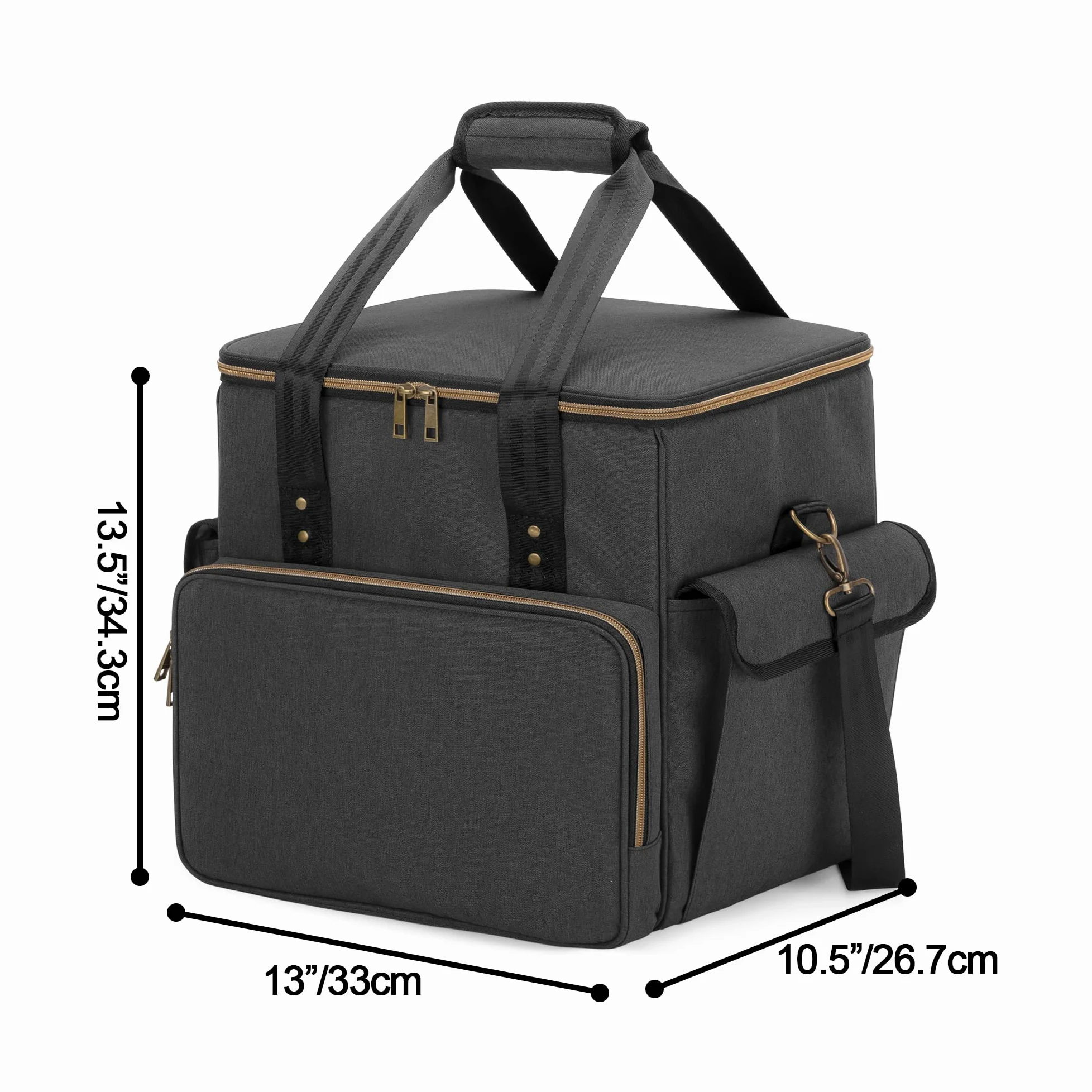Trunab Borsa per Dischi Vinile in Nylon Impermeabile Leggera Robusta di Grande Capacità - Compatibile con 60 LP, Ideale per Trasportare Vinili con Tracolla e Maniglia