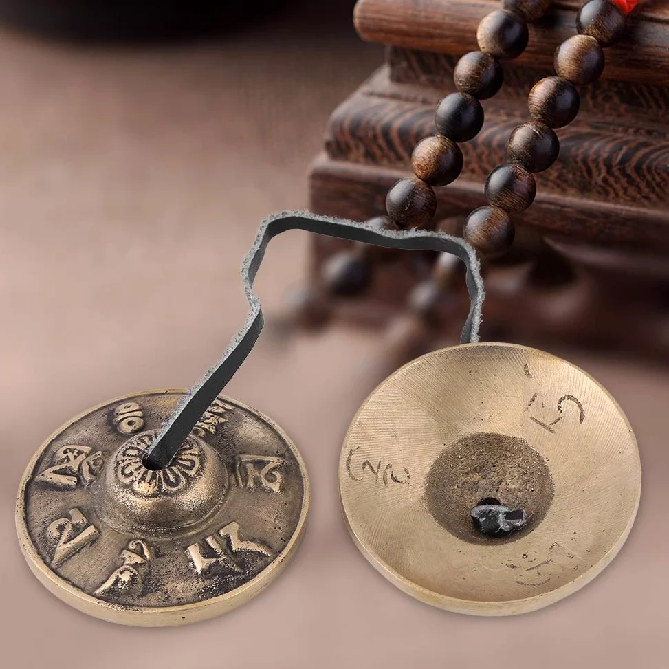 Piatto Tingsha, piatto da dito in ottone, campanelli Tingsha in ottone per la meditazione, strumento musicale religioso buddista
