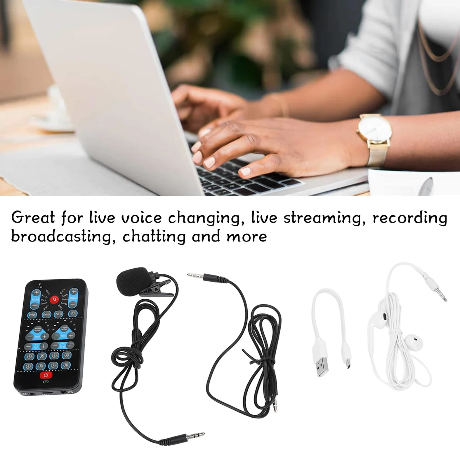 Cambia Voce per, Mini Voice Changer 8 Effetti Sonori Dispositivo Microfono Abbellimento Carta Palmare Telefono Cellulare Computer Dults Halloween Supporto Multi Lingue