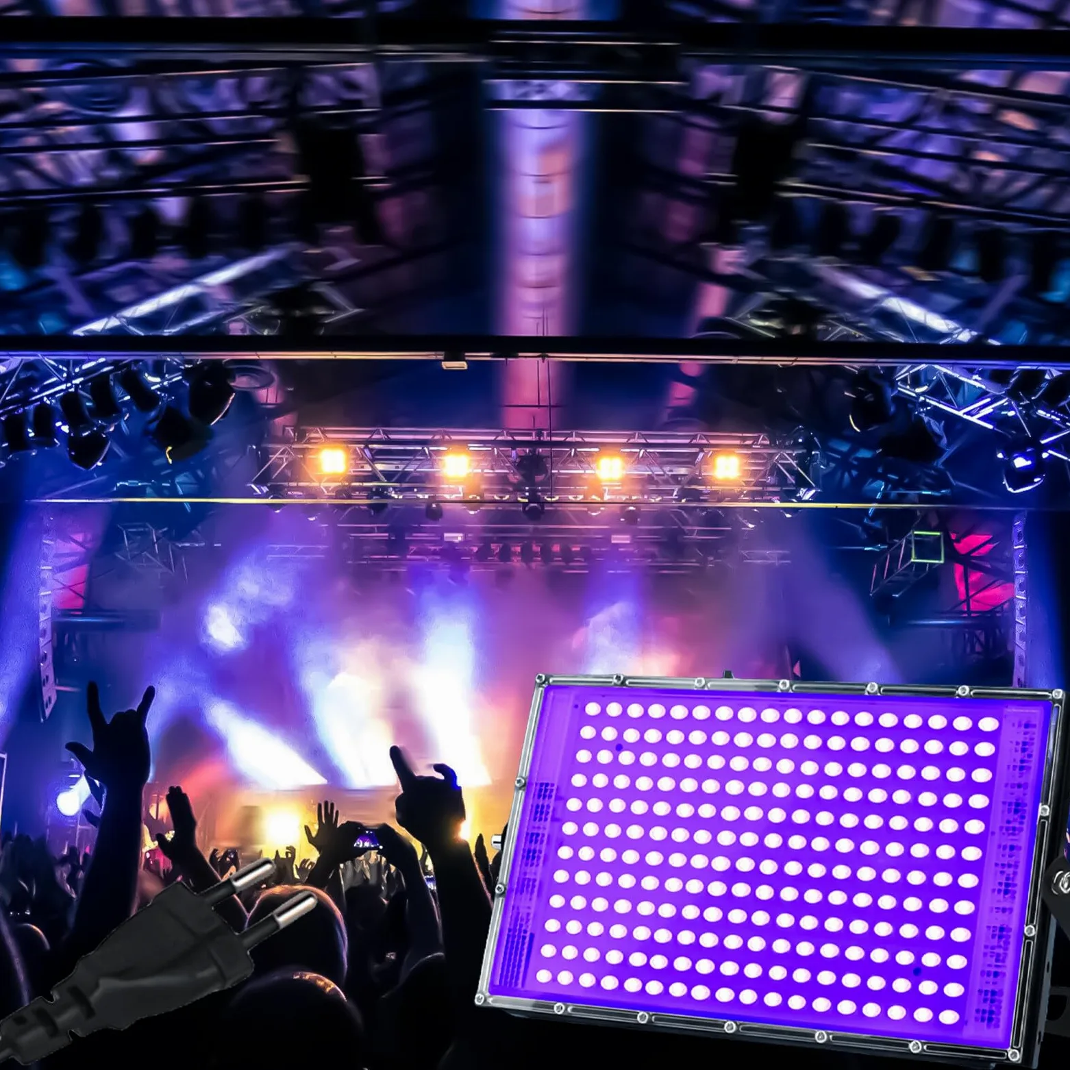 Leikurvo Luce UV nera 150 W Blacklight: 150 W LED UV faretto IP66 impermeabile luce nera UV con interruttore, adatto per feste di illuminazione palcoscenico e mostre d'arte