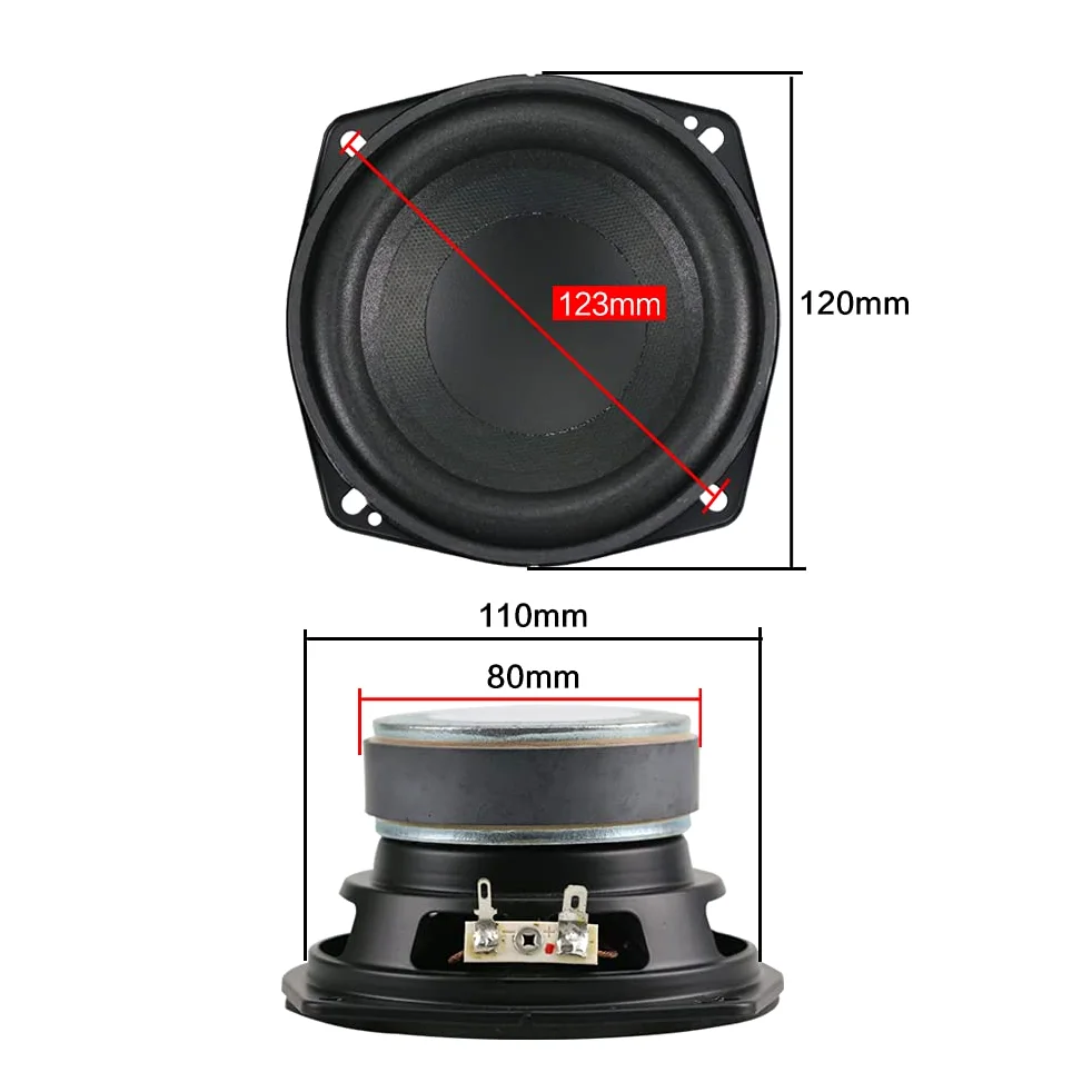 1pcs 4.5 Pollici 4ohm 50w Subwoofer Speaker Woofer 30 Core Voice Bobina Rugosa Cono in Schiuma Schiuma Side Altoparlante ad Alta Potenza
